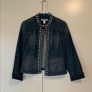 Chico's Platinum denim Studded Jean Jacket